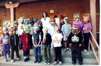 Nina Borgia-Aberle with students at Borton Elementary School